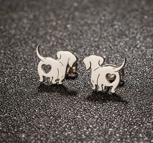 Dachshund Earrings - Stainless Steel Silver image 0