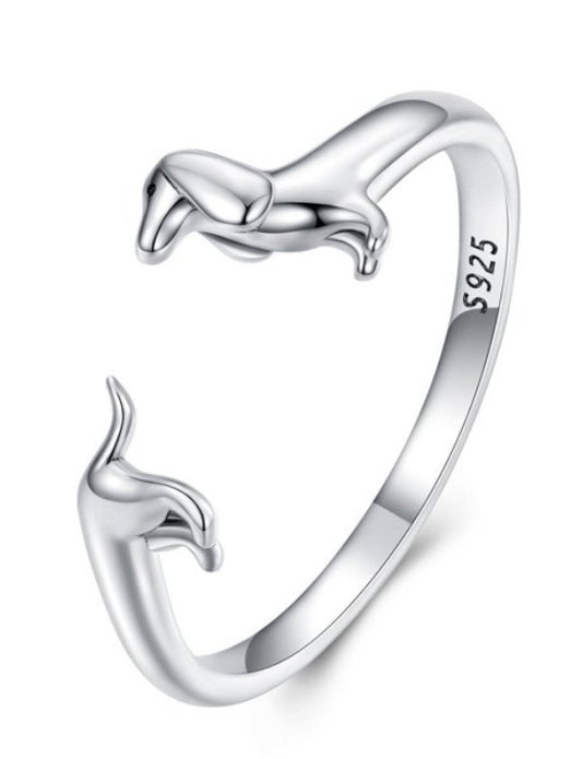 Dachshund Adjustable Ring - 925 silver image 0