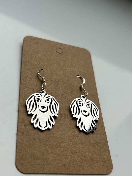 Long Haired Dachshund Sterling Silver Earrings image 0
