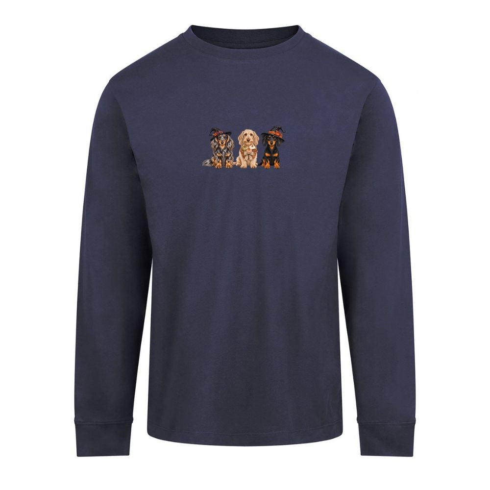 🎃 French Navy Dachshund Halloween Long Sleeve T-Shirt – 4 Designs | S–3XL 🐾