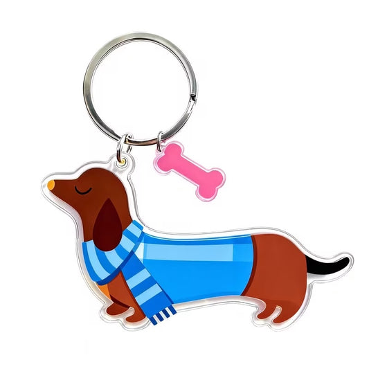 Blue Jacket & Scarf Dachshund Keyring