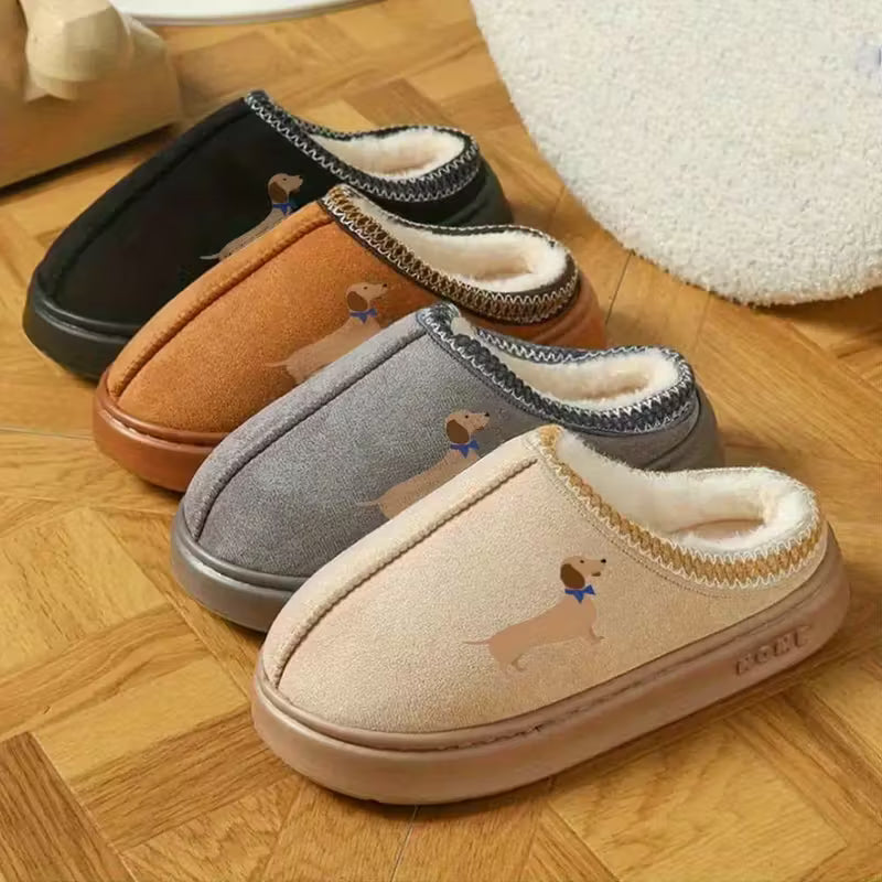 Dachshund with Bowtie Slip on Slippers - 4 Colours to Choose From