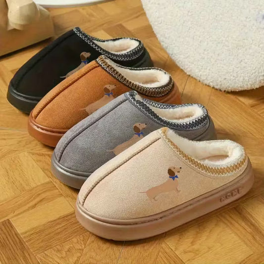 Dachshund with Bowtie Slip on Slippers - 4 Colours to Choose From
