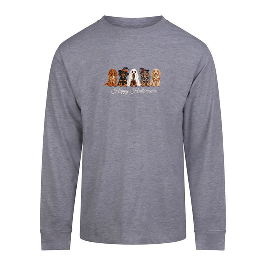 🎃 Heather Grey Dachshund Halloween Long Sleeve T-Shirt – 4 Designs | S–3XL 🐾