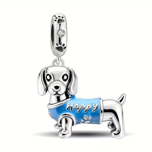 Happy Dachshund Charm – 925 Silver Plated