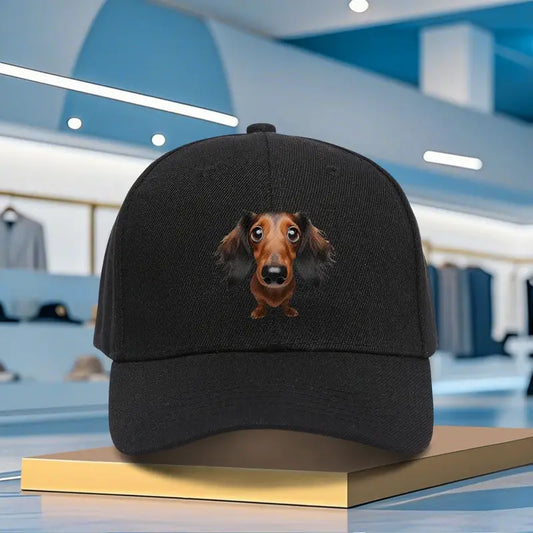 Black Unisex Long Haired Dachshund Baseball Hat