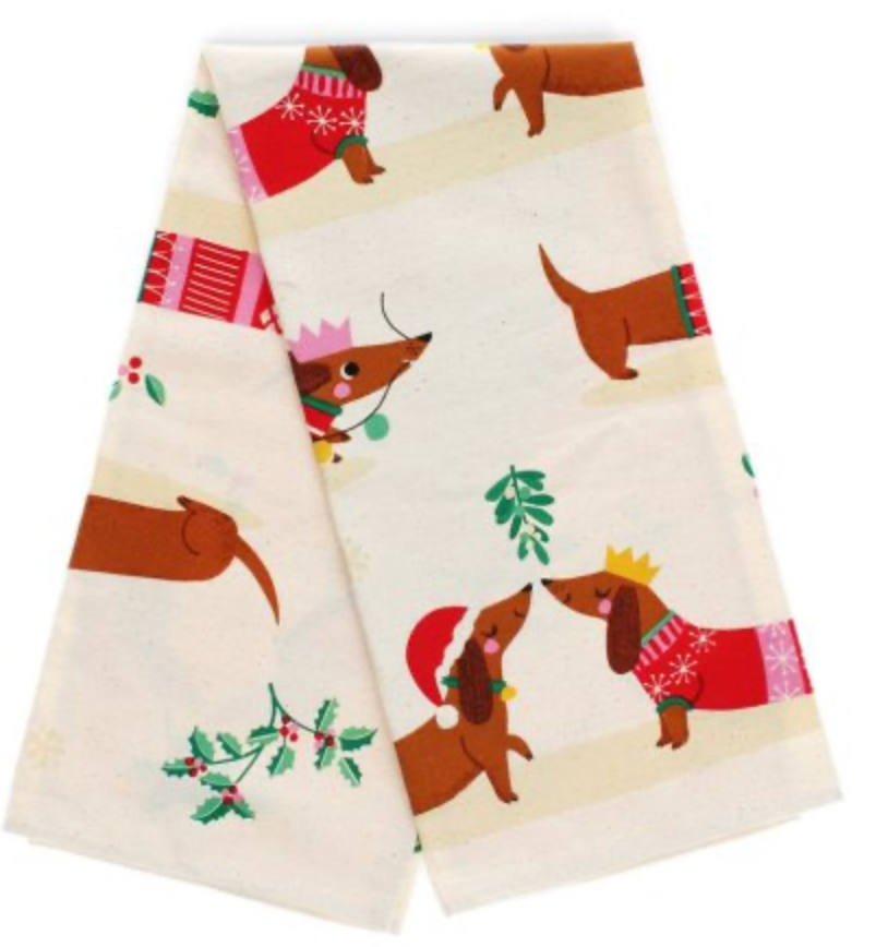 Festive Sausage Dog Tea Towel image 2
