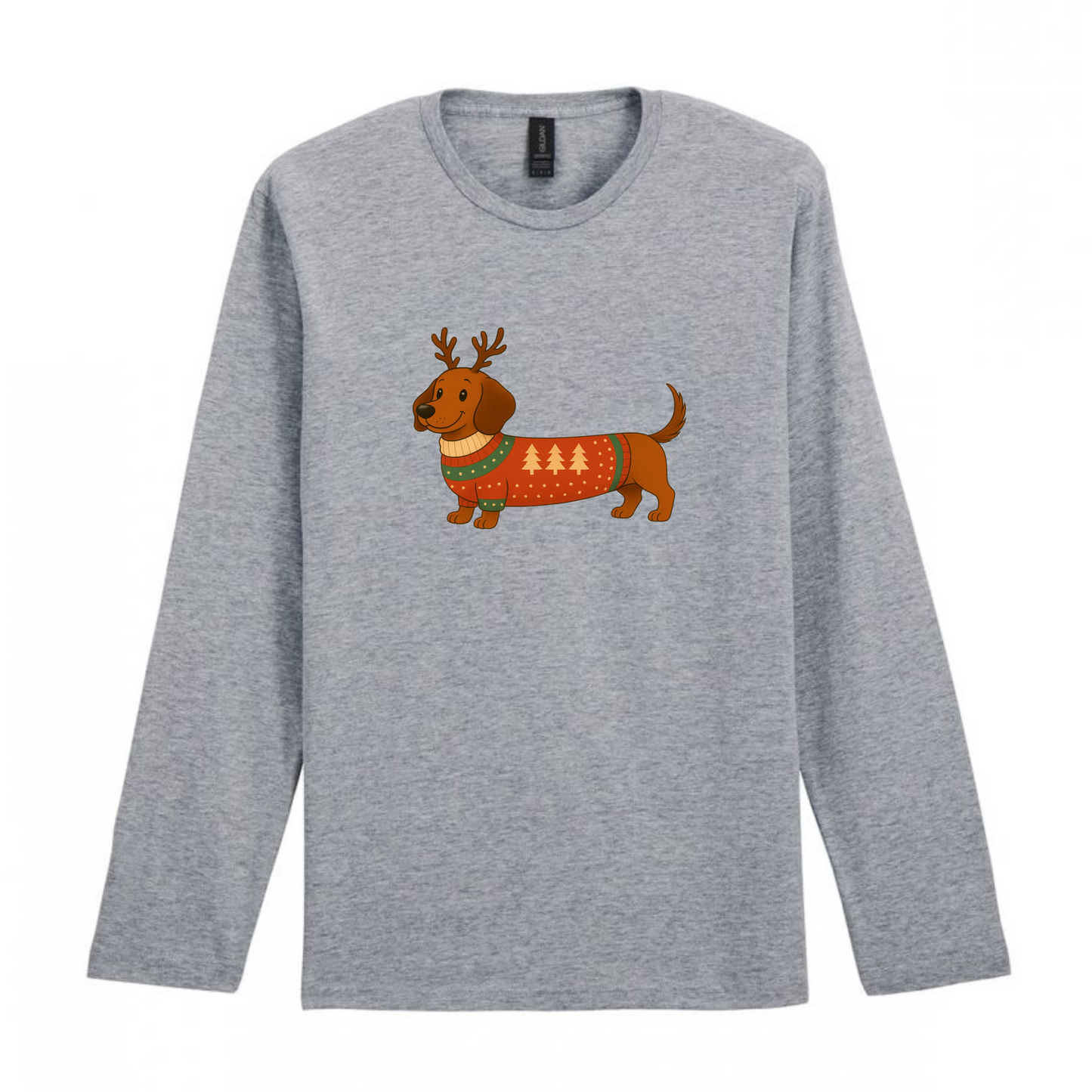 Christmas Dachshunds Grey Long Sleeved T Shirt - 21 Designs to Choose From (Dispatch after 26th Nov)