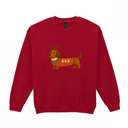Christmas Red Smooth Hair Dachshunds Sweaters - Available in 8 Colours (Dispatch after 26th Nov)