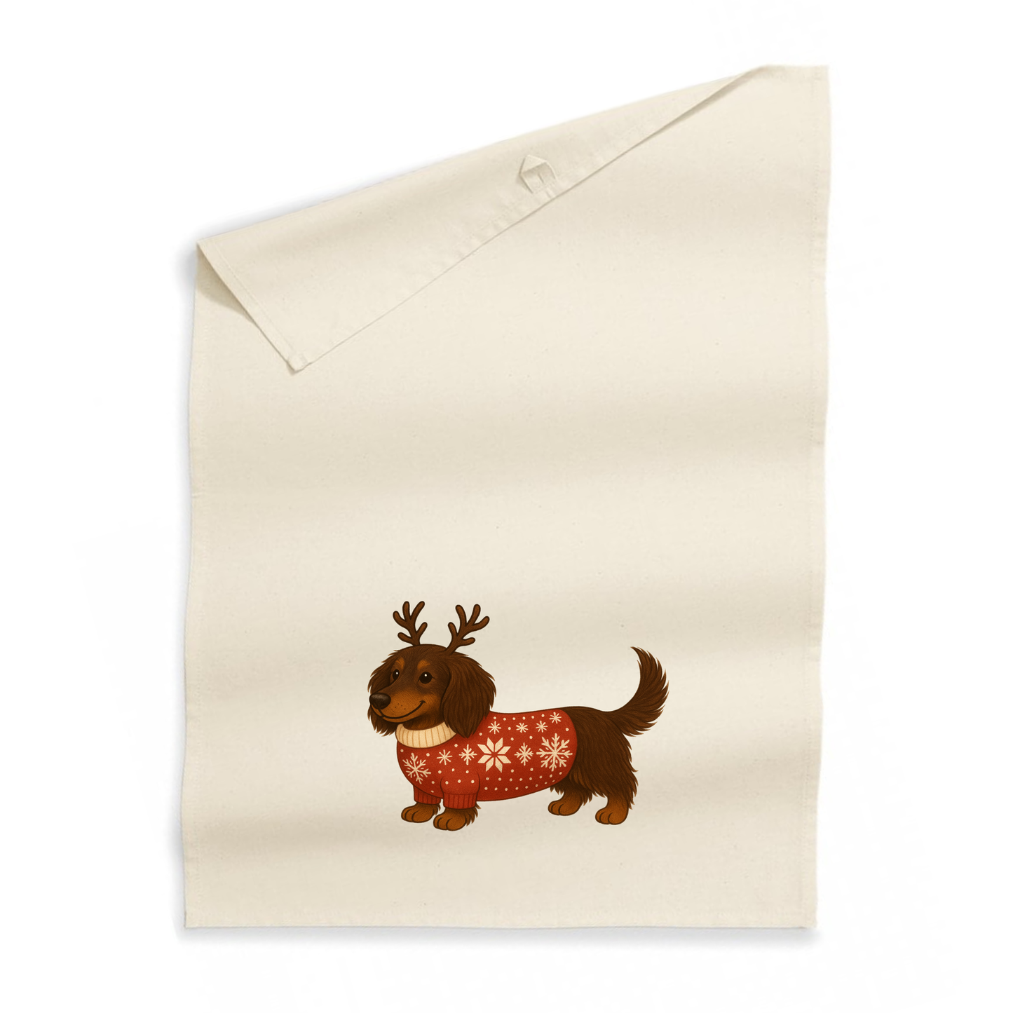 Christmas Dachshund Organic Cotton Tea Towel - 21 Designs to Choose From (Dispatch after 26th Nov)