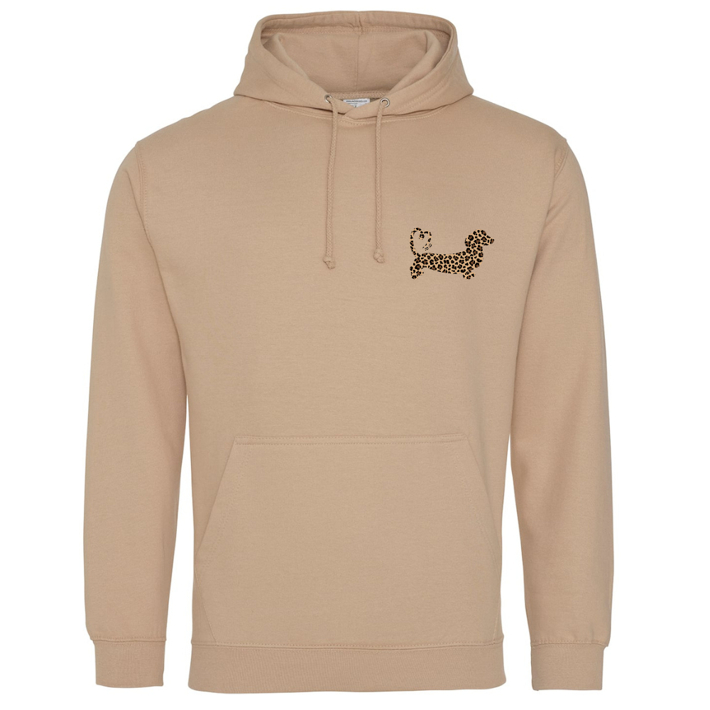 Leopard Print Dachshund Hoodie – Nude