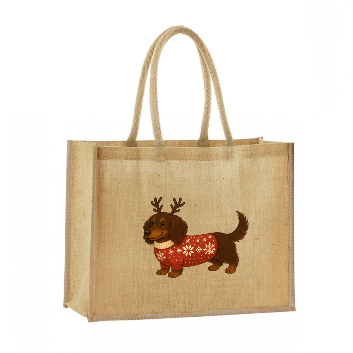 Christmas Dachshund Classic Jute Bag Shopper- 21 Designs to Choose From (Dispatch after 26th Nov)
