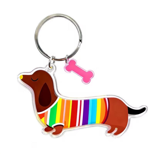 Striped Jacket Dachshund Keyring - Pre Order Approx 7 Days