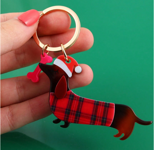 Christmas Dachshund Keyring image 0