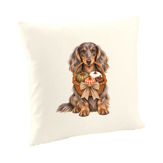 🎃 Natural Dachshund Pumpkin Basket Halloween Cushion Cover – Choose Your Dachshund 🐾