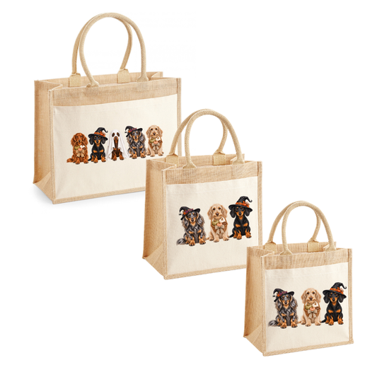 🎃 Dachshund Halloween Crew Pocket Tote – 2 Designs | 3 Sizes 🐾