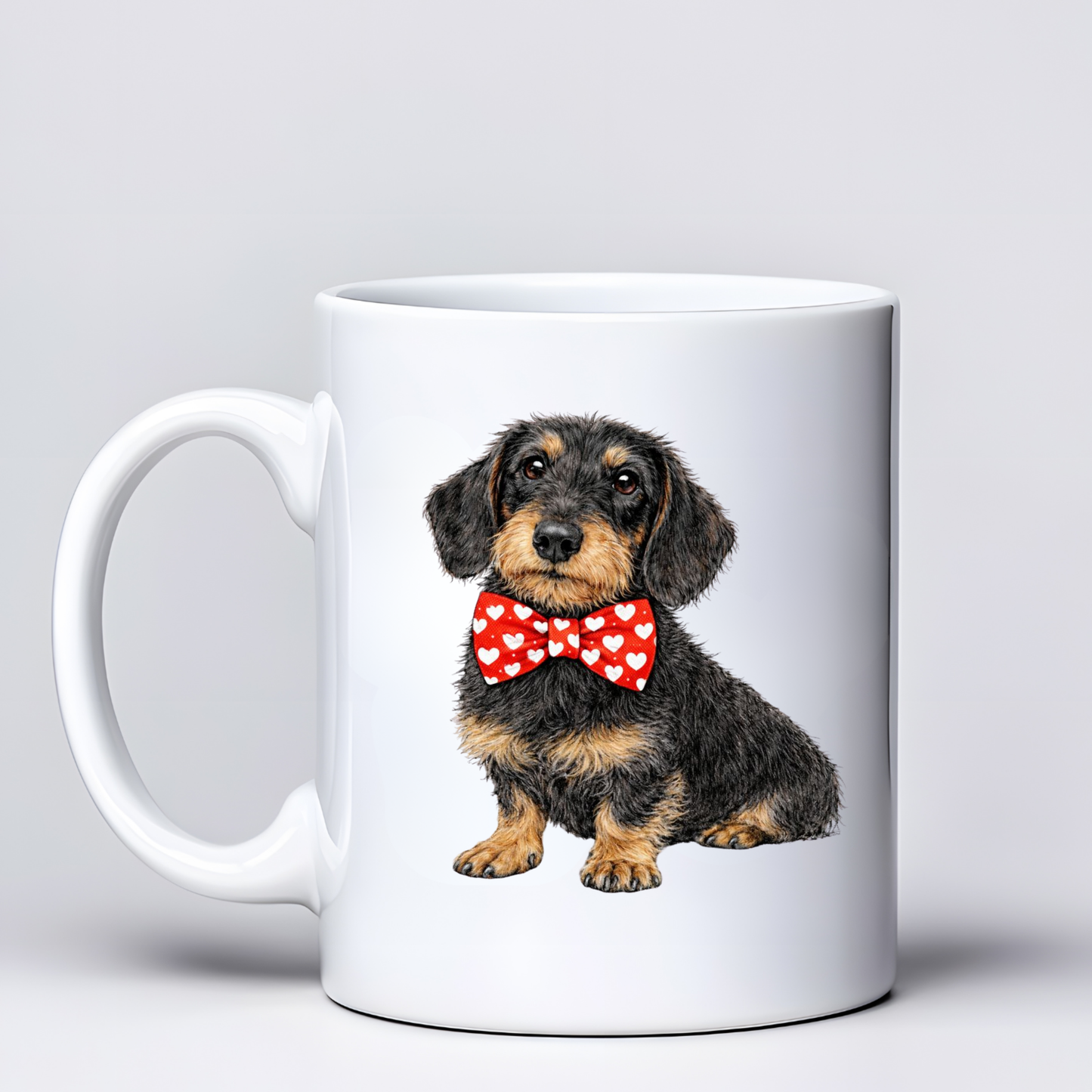 Dachshund Love Mugs - Red Bowtie Design - Choice of Coats