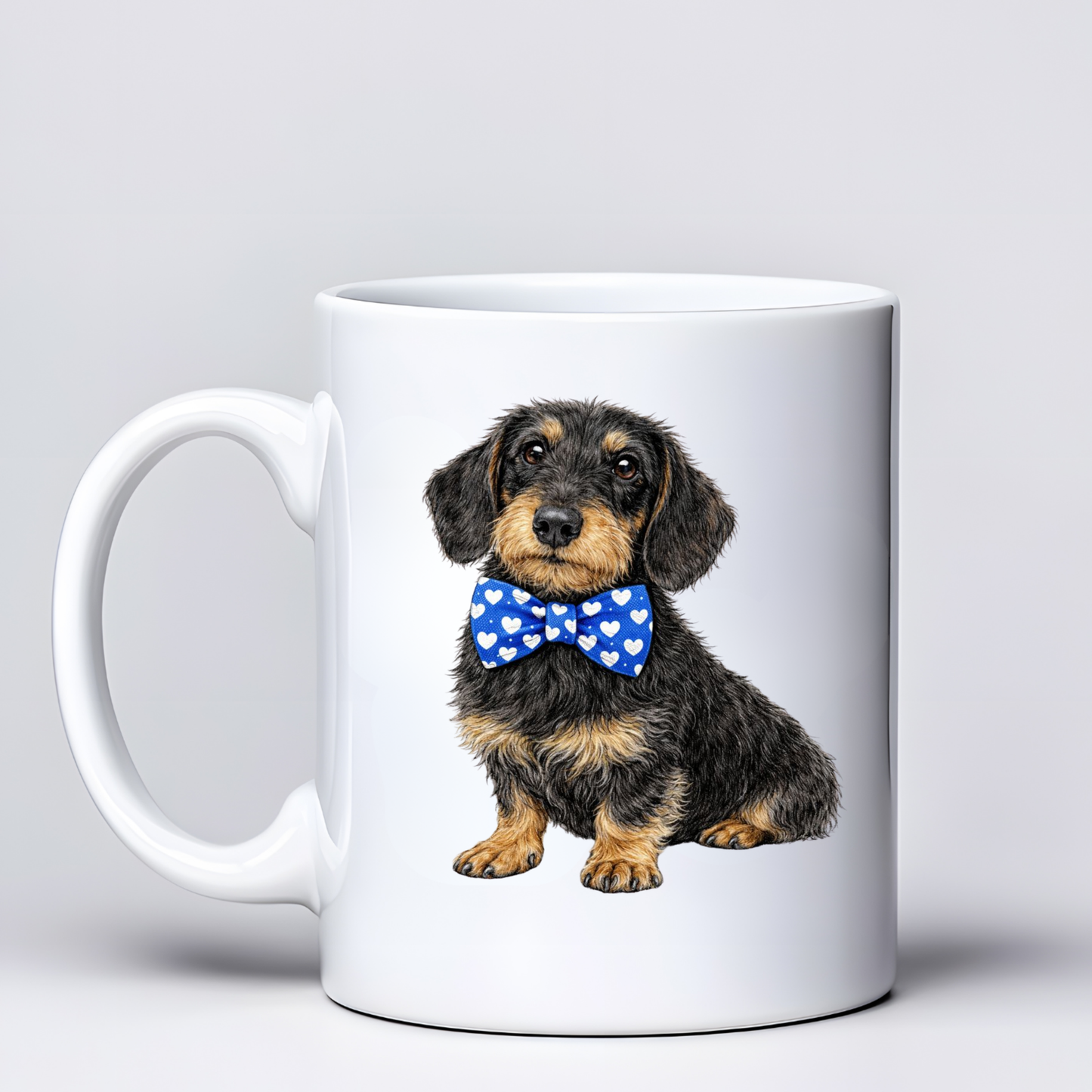 Dachshund Love Mugs - Blue Bowtie Design - Choice of Coats