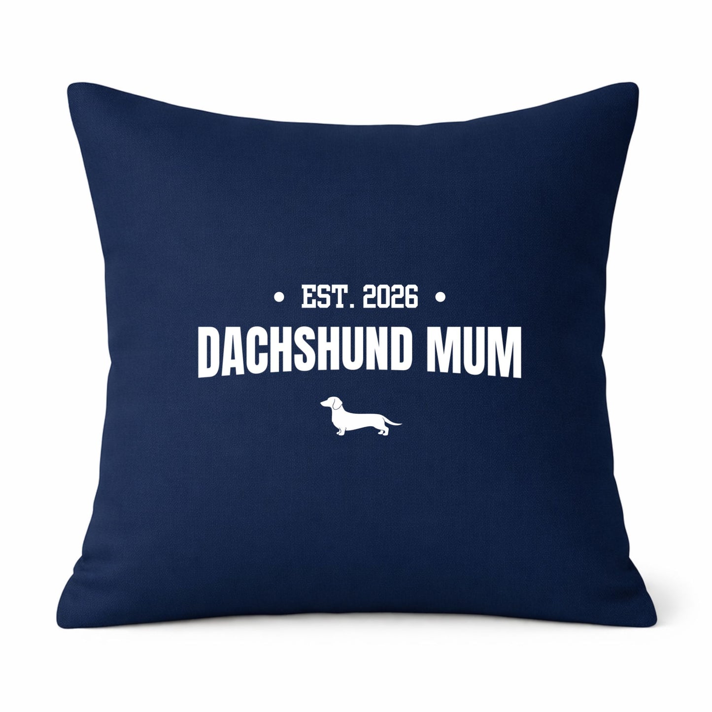Navy Dachshund Mum Cushion Cover – Choice of Coat & Personalised Year