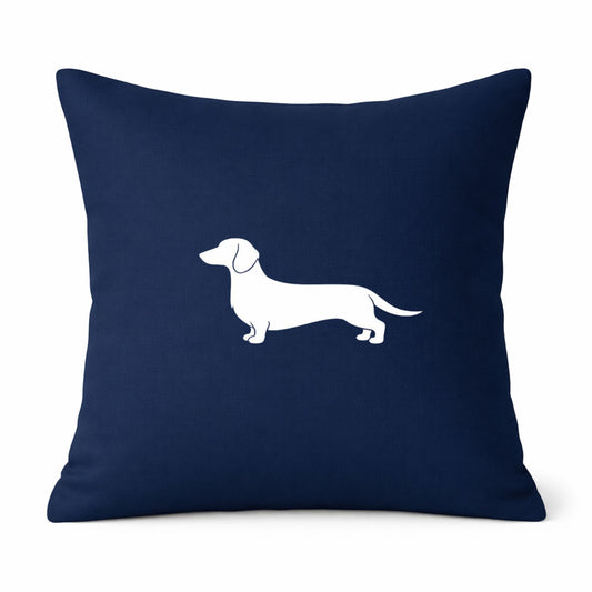 Navy Dachshund Silhouette Cushion Cover – Choice of Coat