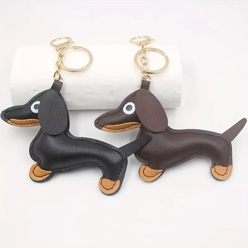 Faux Leather Dachshund Dog Bag Charm/Keyring - Choice of 4 Colours