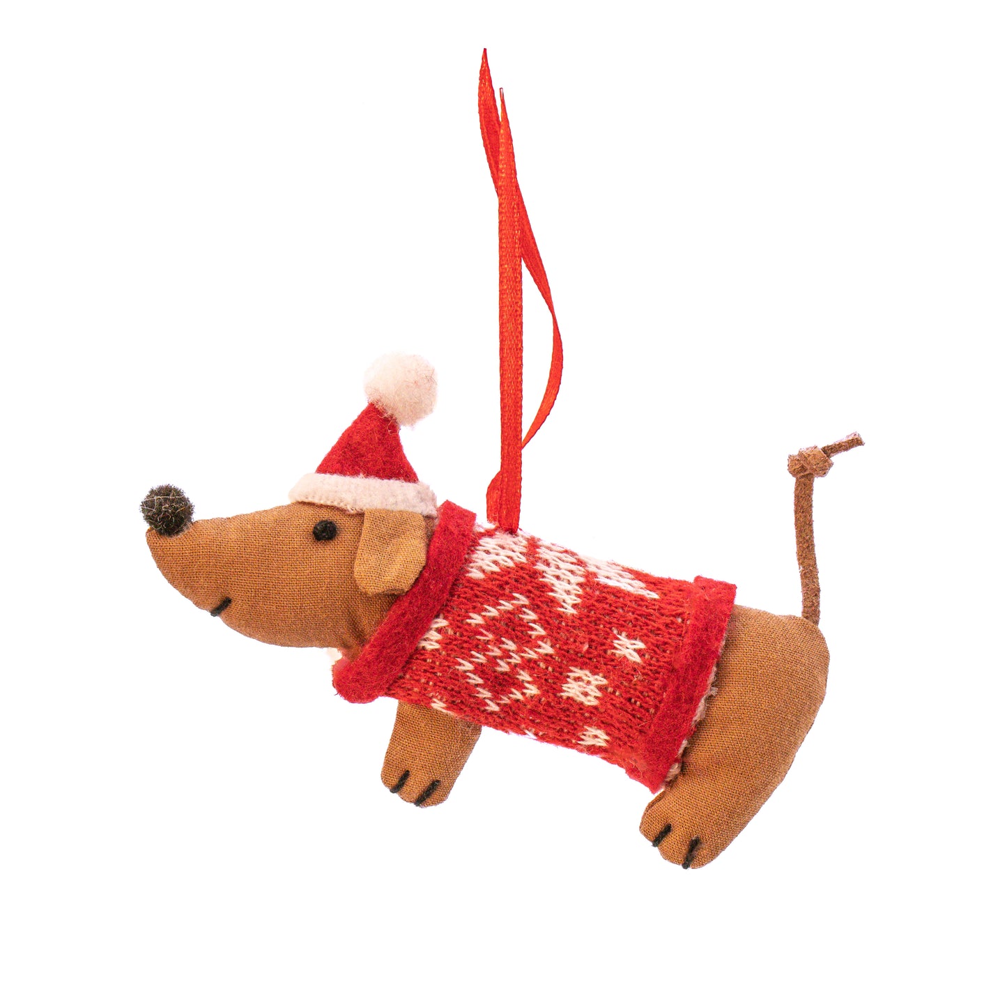Fabric Sausage Dog Christmas Decoration | Dachshund Tree Ornament
