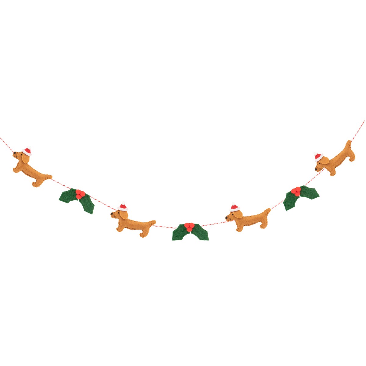 Sausage Dog Felt Christmas Garland | Dachshund Festive Decoration