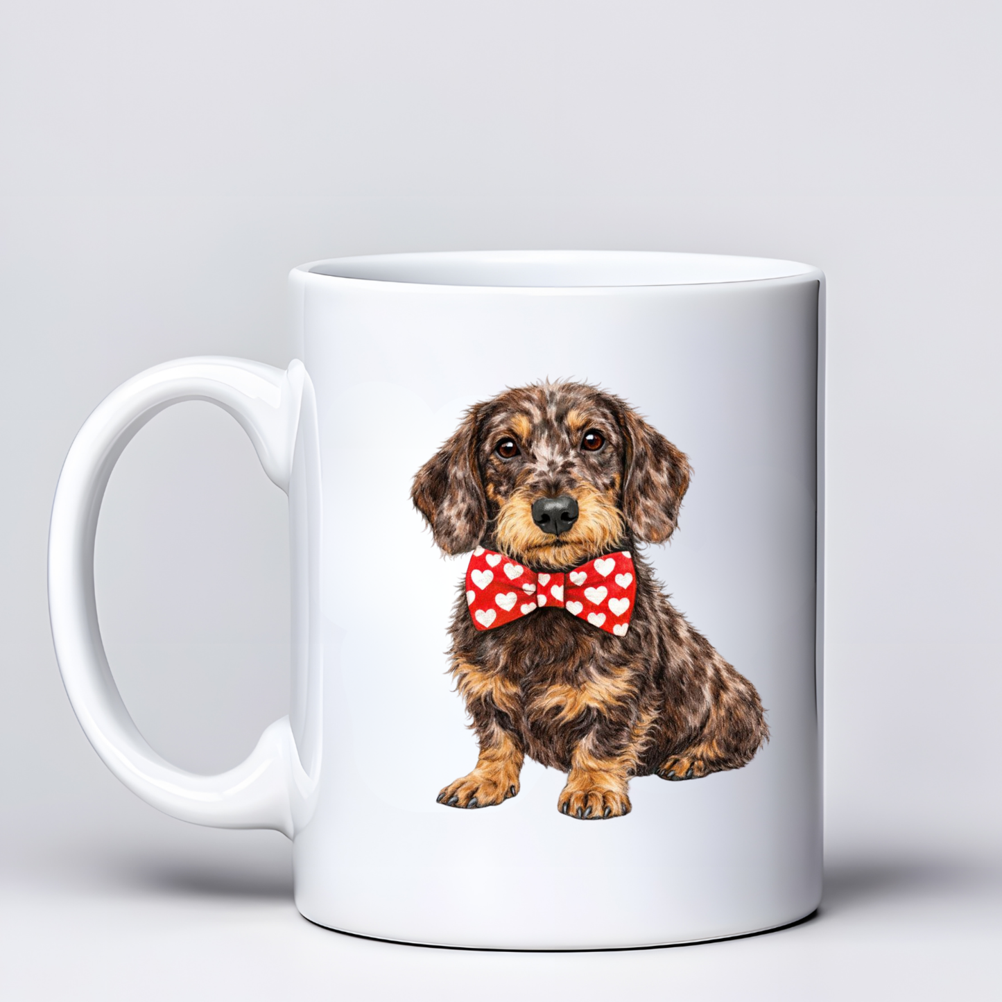 Dachshund Love Mugs - Red Bowtie Design - Choice of Coats