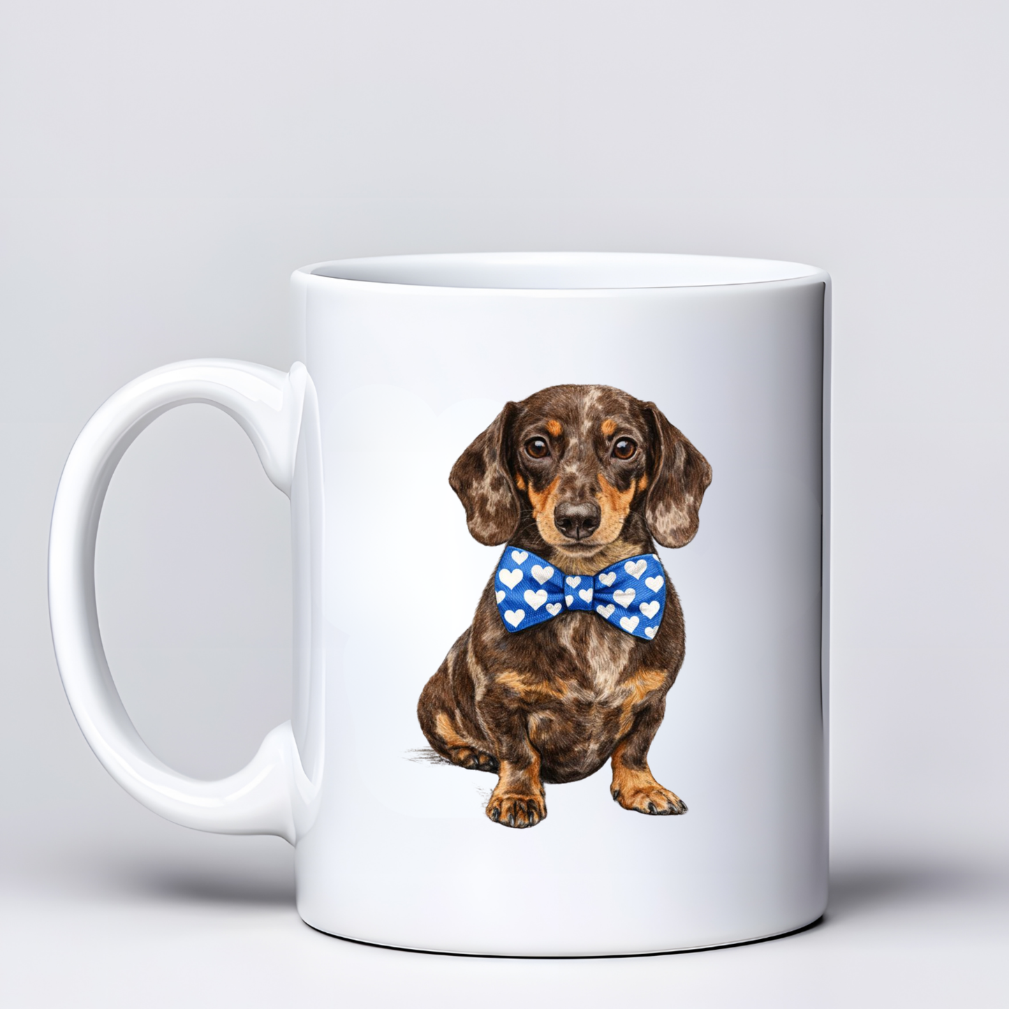 Dachshund Love Mugs - Blue Bowtie Design - Choice of Coats