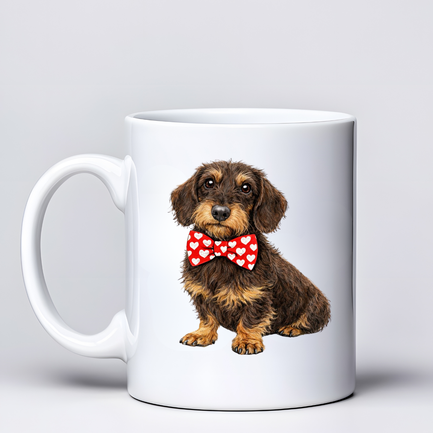 Dachshund Love Mugs - Red Bowtie Design - Choice of Coats