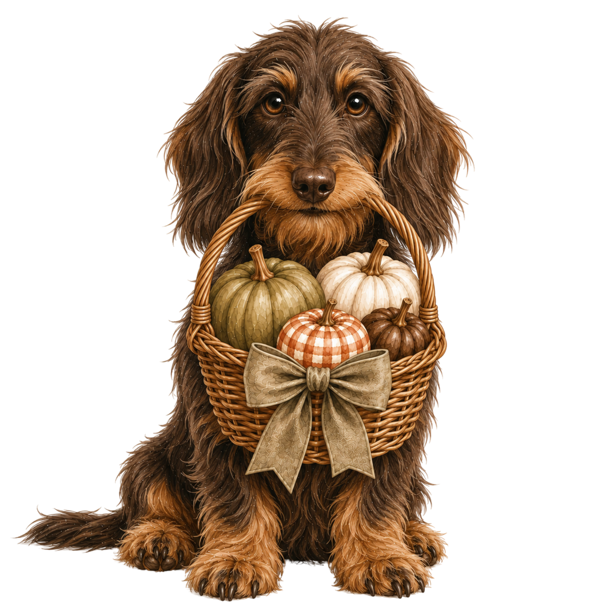 🎃 Wire Haired Dachshund Halloween Pumpkin Basket  Pocket Tote – 6 Designs | 3 Sizes 🐾