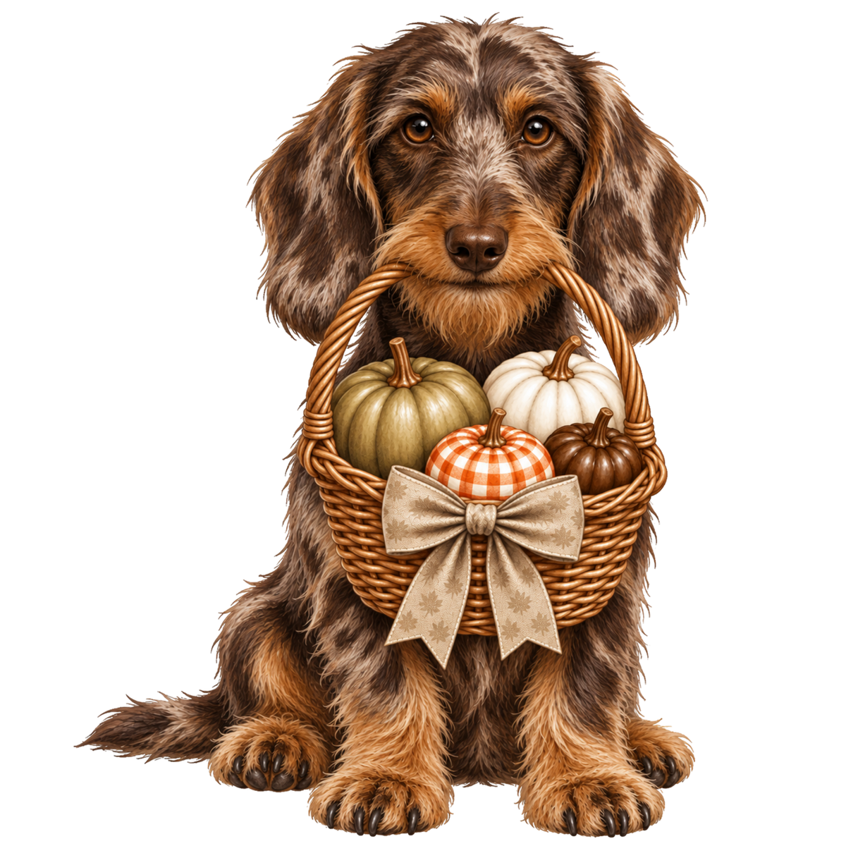 🎃 Wire Haired Dachshund Halloween Pumpkin Basket  Pocket Tote – 6 Designs | 3 Sizes 🐾