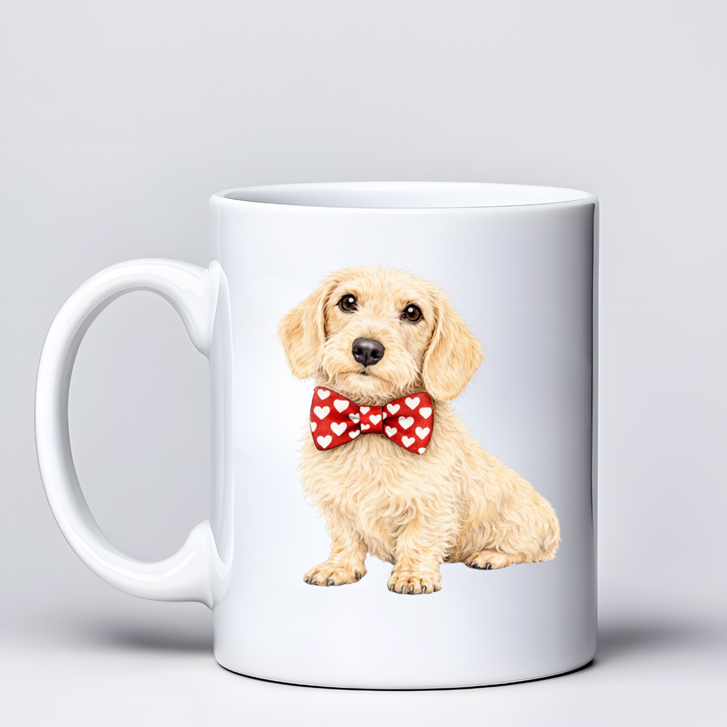 Dachshund Love Mugs - Red Bowtie Design - Choice of Coats