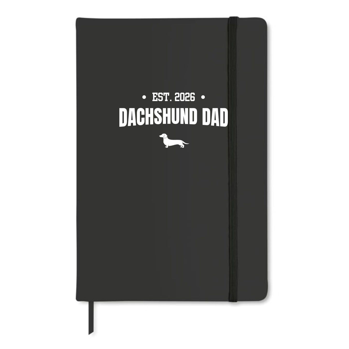 Black Dachshund Dad A5 Notebook – Choice of Coat & Personalised Year