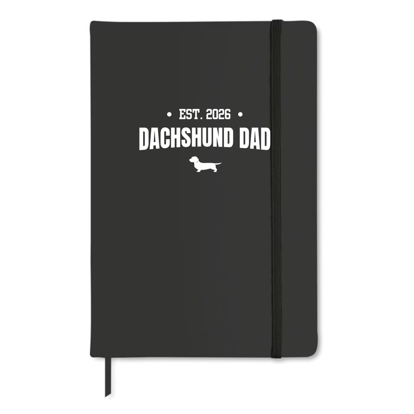 Black Dachshund Dad A5 Notebook – Choice of Coat & Personalised Year