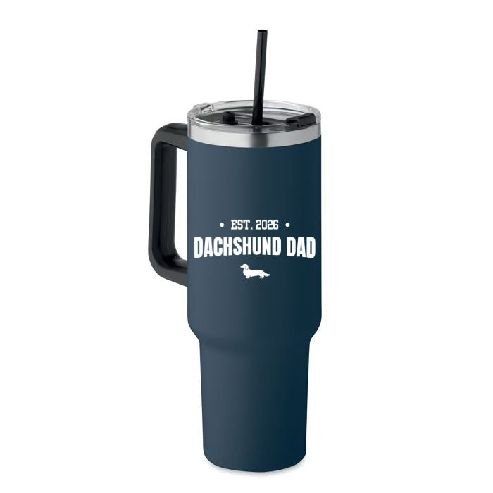 Dachshund Dad Double Wall Stainless Steel Tumbler – Choice of Coat & Personalised Year