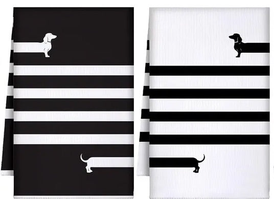 2 x Dachshund Tea Towels - 3 Different Sets to Choose From