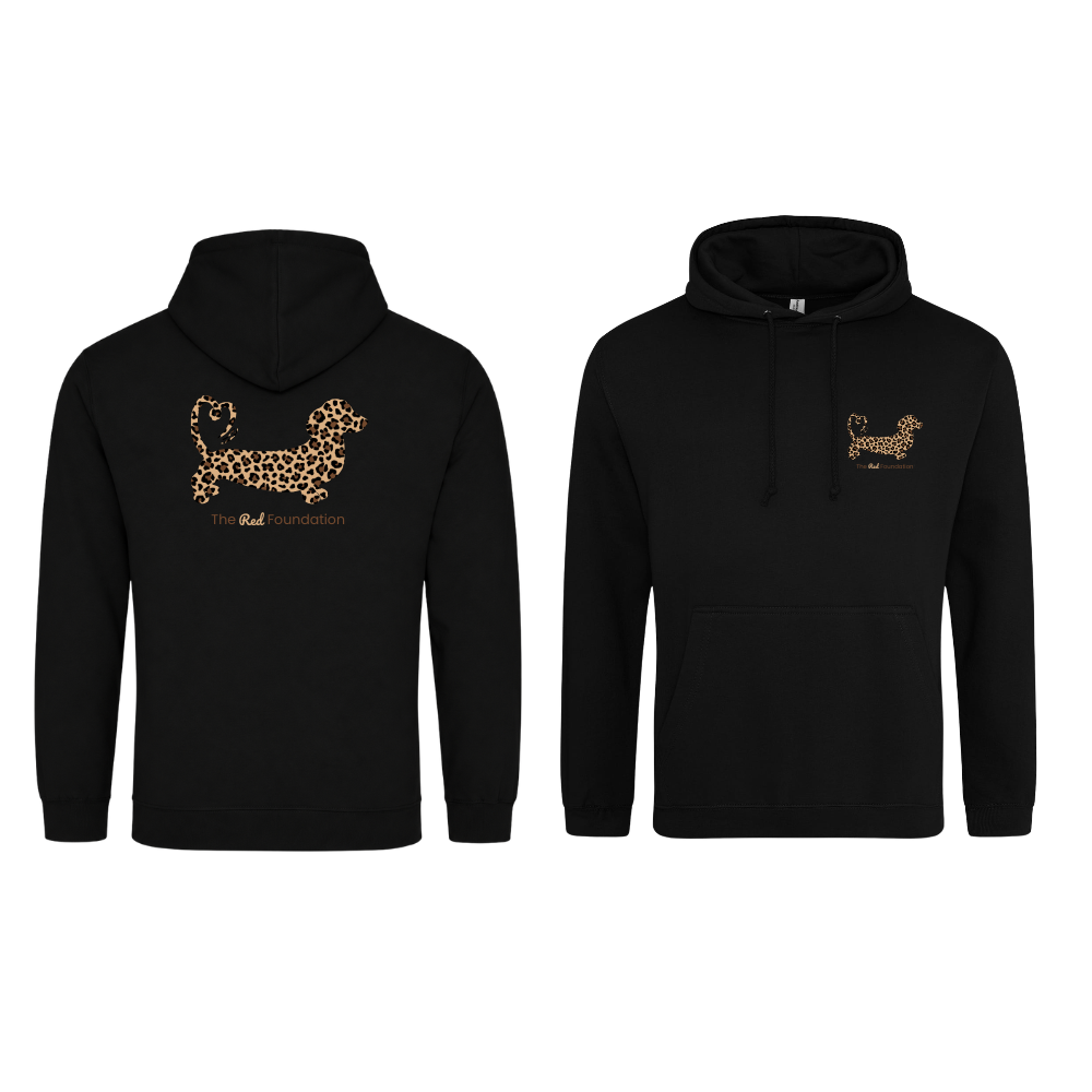 Leopard Print Dachshund Hoodie – Black