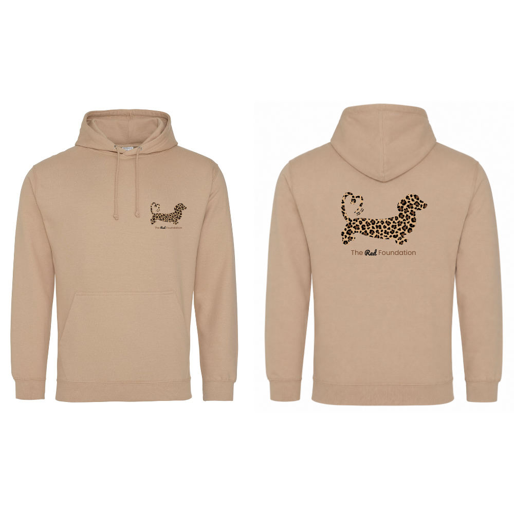 Leopard Print Dachshund Hoodie – Nude