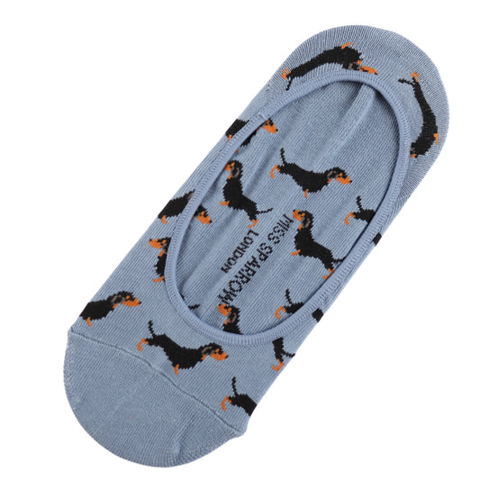 Little Sausage Dogs Invisible Footsie Socks Blue