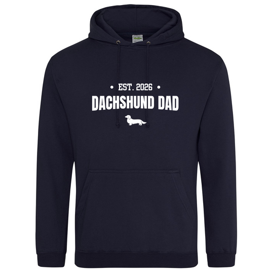 Dachshund Dad Personalised Year Hoodie - Long Hair - 5 Colours - Unisex