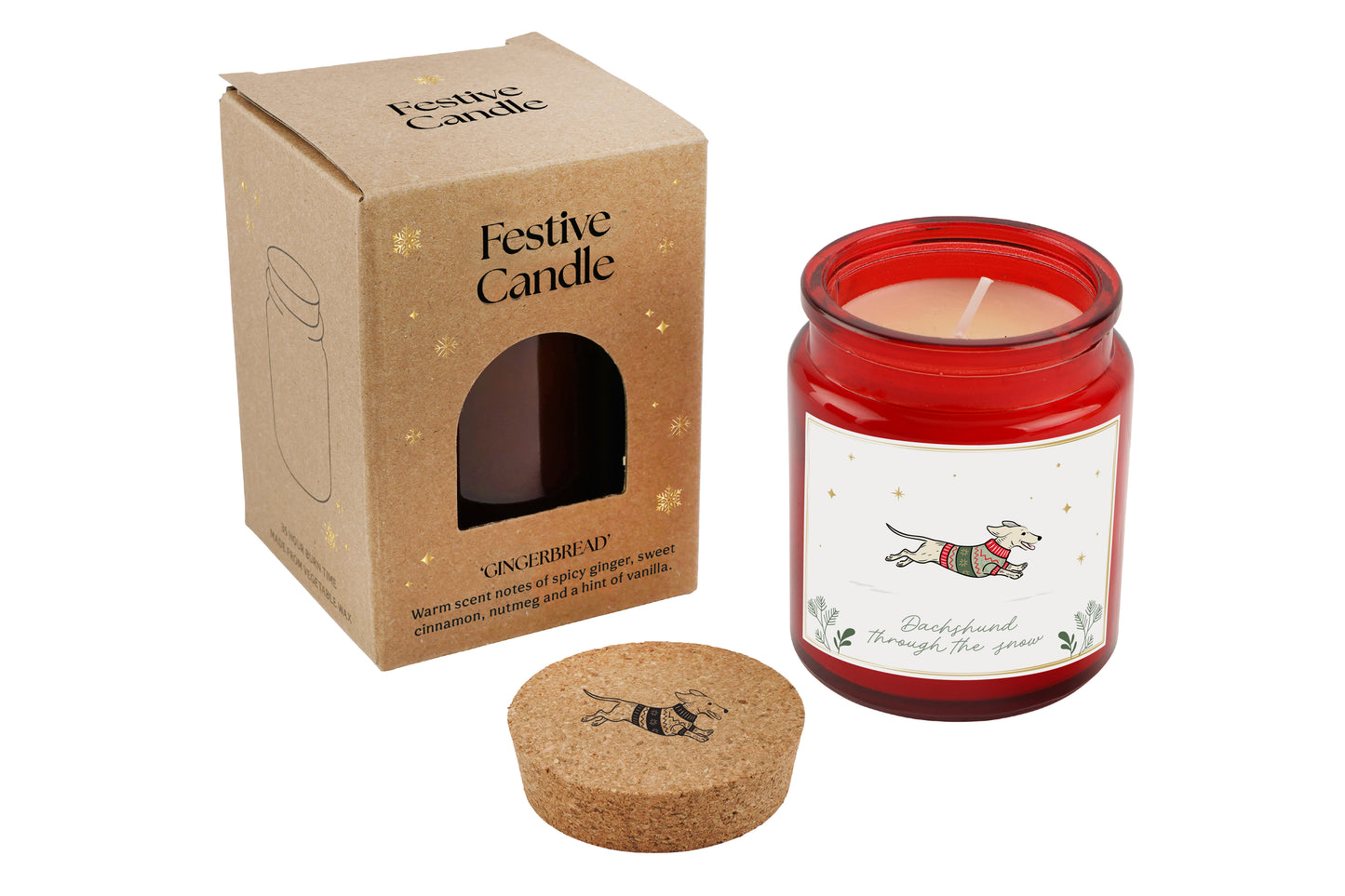 'Dachshund Through The Snow' Large Red Candle 🎄🕯️🐾