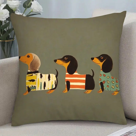 Whimsical Dachshund Cushion Cover