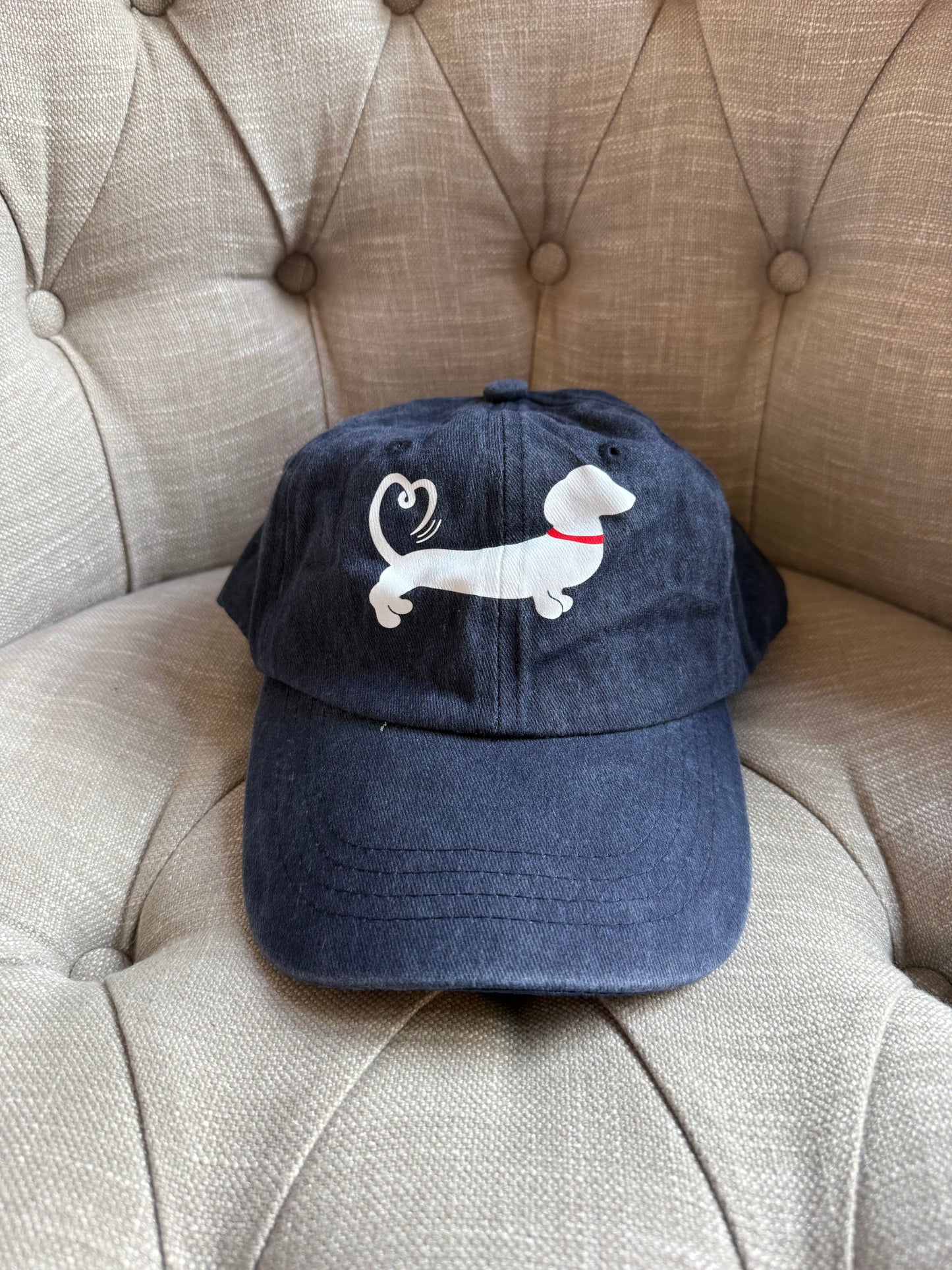 Vintage Navy Unisex Dachshund Baseball Hat with TRF Icon