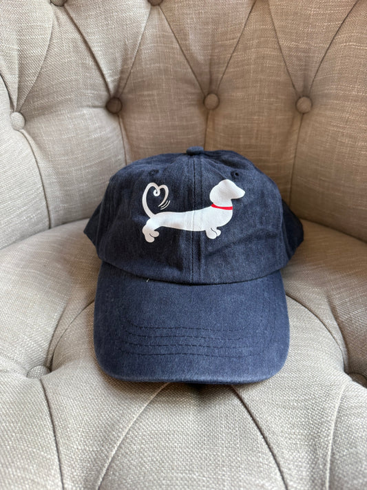 Vintage Navy Unisex Dachshund Baseball Hat with TRF Icon