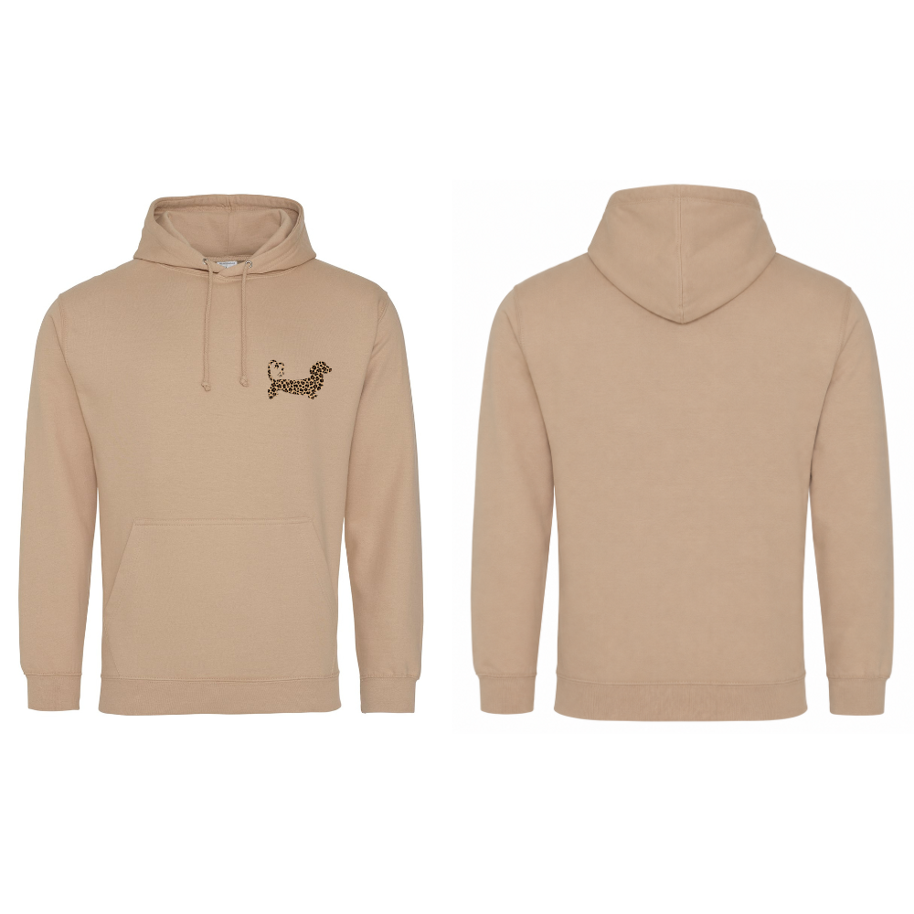 Leopard Print Dachshund Hoodie – Nude