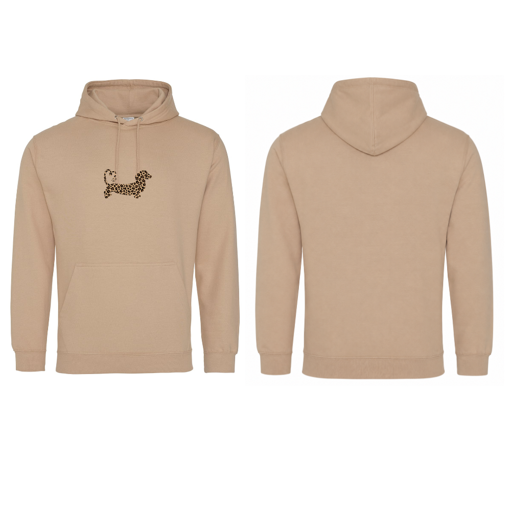 Leopard Print Dachshund Hoodie – Nude