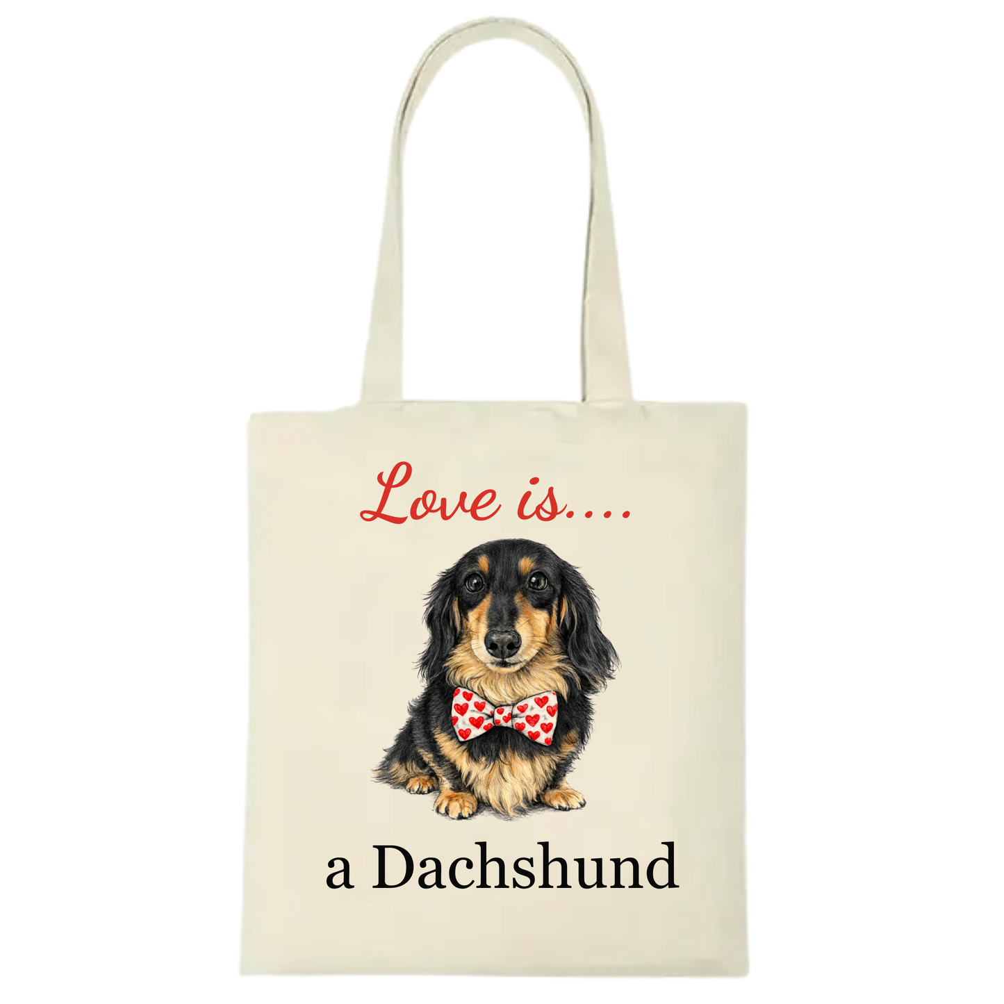 Love is... Personalised Dachshund Tote Bag - 22 options to choose from