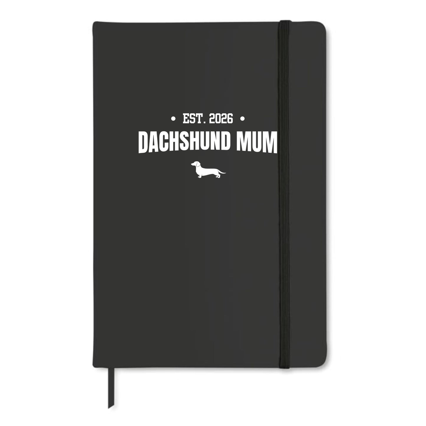 Black Dachshund Mum A5 Notebook – Choice of Coat & Personalised Year