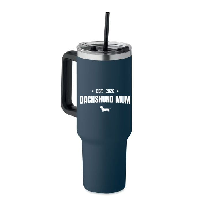 Dachshund Mum Double Wall Stainless Steel Tumbler – Choice of Coat & Personalised Year